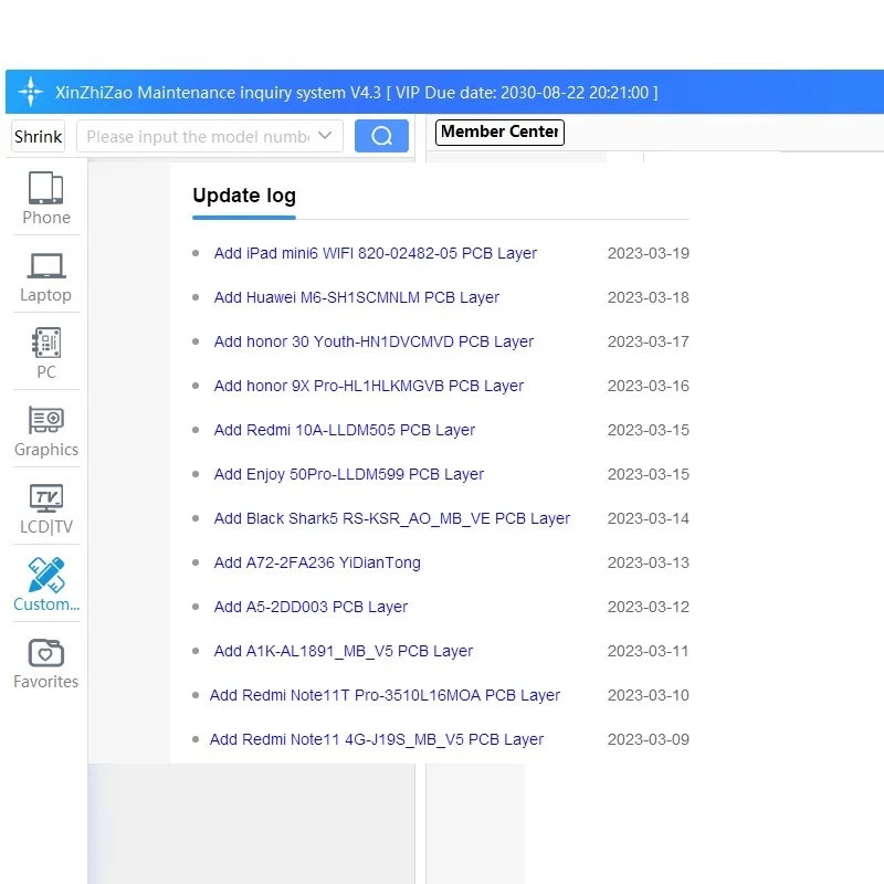 Xinzhizao 유지 보수 문의 시스템 iPhone iPad Huawei Honor Black Shark Redmi 삼성 회로 칩 수리 케이스 용 회로도