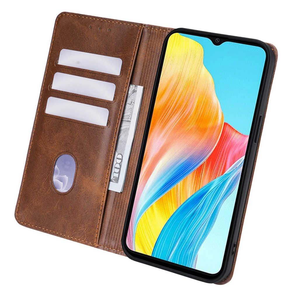 OPPO A1 A98 A17 A36 A96 A76 A38 A18 A52 A72 A92 A54 A55 A53S A56용 자석 가죽 폰 케이스 플립 케이스 커버 스탠드 포함