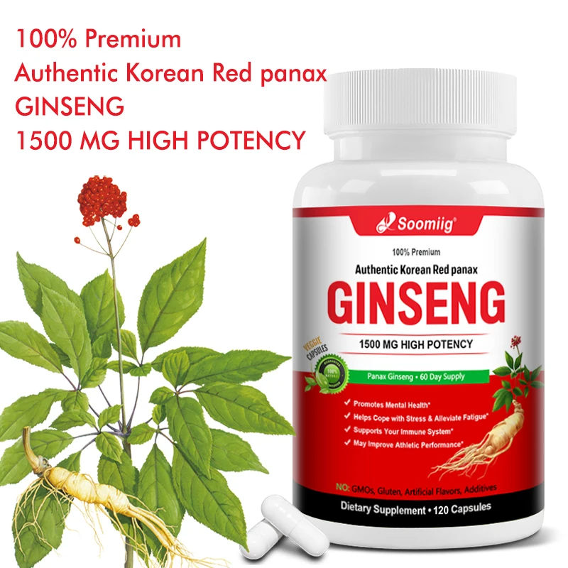 Korean Red Ginseng 1500 mg-Extra Potency, Improves Endurance, Immune Support, Mental Health, Stress Relief
