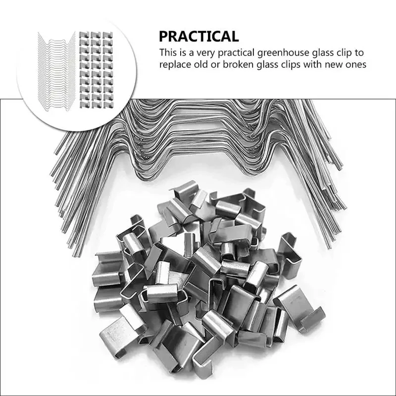 Greenhouse Glazing Clips 50/100 W/Z Glasshouse Stainless Steel Spring Garden Spares Glass Frame Fixing