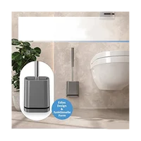 Premium Silicone Toilet Brush - Grey - Toilet Brush Holder with Wall Mounting & Turbo Drying 2