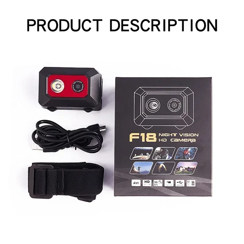 Outdoor Sport Head-mounted Action HD 1080P Cameras Helmet Video Recording DVR Cam Camera F18 Night Vision Camcorder SOS 6