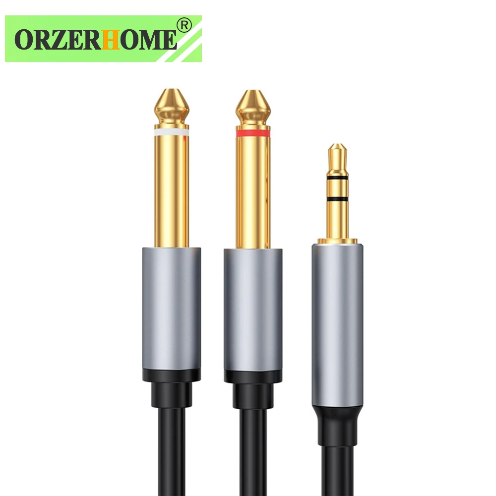 

ORZERHOME 3.5mm to Dual 6.5mm Audio Cable Stereo Aux Wire Mono Y-Splitter Cord 1/8" TRS to Double 6.35mm 1/4" TS Jack Aux Cable