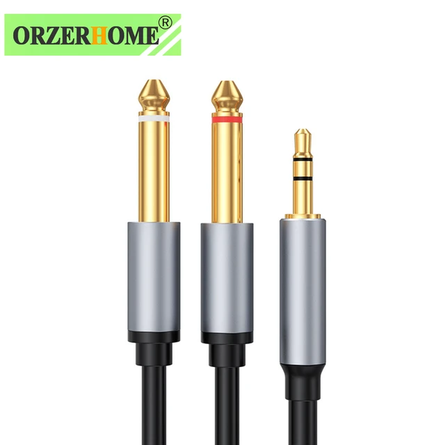 1m Audio Cable 3.5mm to Double 6.35mm Aux Cable 2 Mono 6.35 Jack to 3.5  Male for Phone to Mixer Amplifier Wholesale