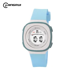 Waterproof Purple Digital Kids Watch - Fashionable Student Wristwatch with Alarm Clock (Light Blue)