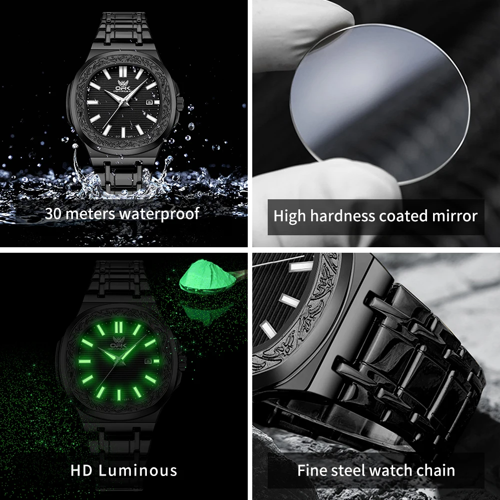 OPK marca luminosa à prova d'água caixa esculpida calendário único