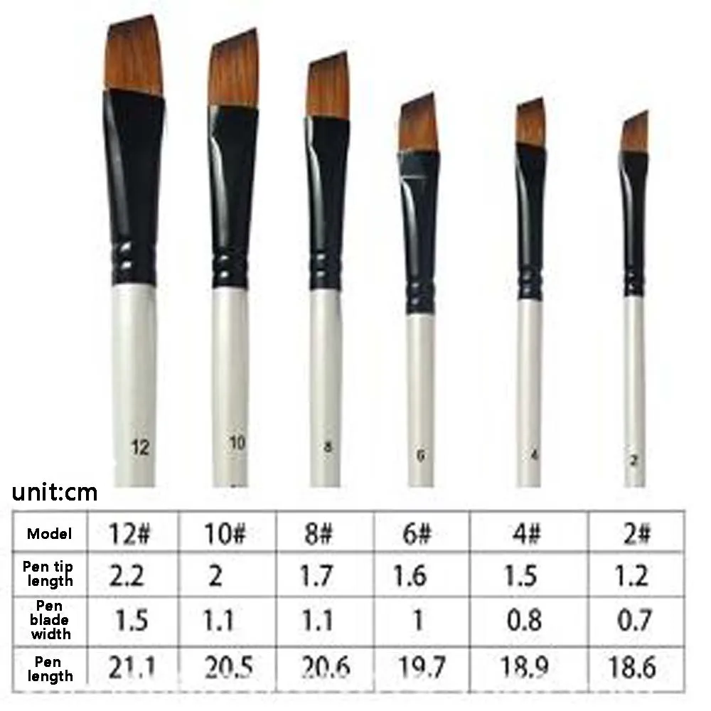 6PCS Wood Oil Paint Brushes Acrylic Paint Brush Flexible Bristles Comfortable to Hold Suitable for Painting Graffiti Art Creation