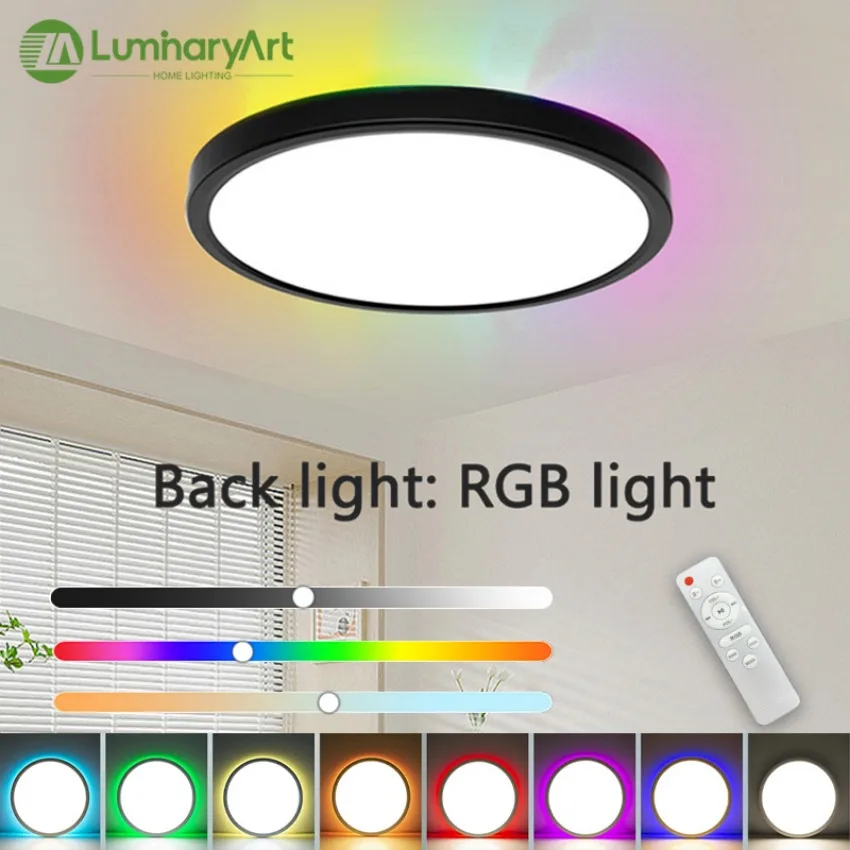 LED Ceiling Light Modern Minimalist Creative Indoor Lighting Ultra-thin Intelligent Dimmable RGB Colorful Living Room Home Light