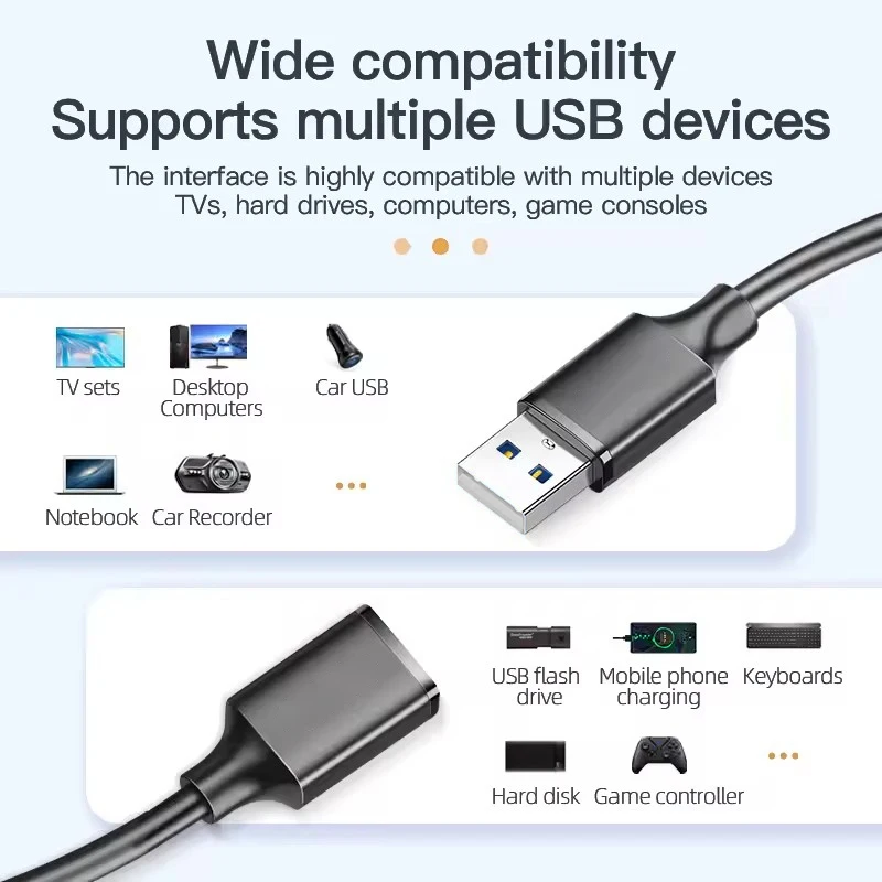 USB 2.0 연장 케이블 USB 케이블 남성-여성 연장 코드 데이터 케이블 PC 스마트 TV PS4 PS3 Xbox SSD USB 연장 케이블