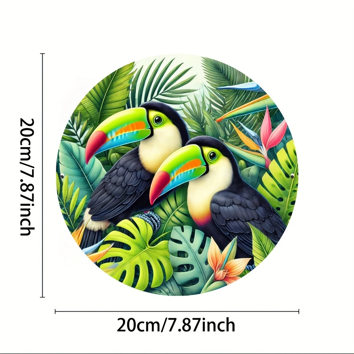 20,3 cm runder Vintage-Vogel-Holzanhänger, flacher Farbdruck, 2D-Wanddekoration für Zuhause, Bauernhof, Garten, verheißungsvoller Vogel, Foto-Requisiten, Geschenke – Detail 17