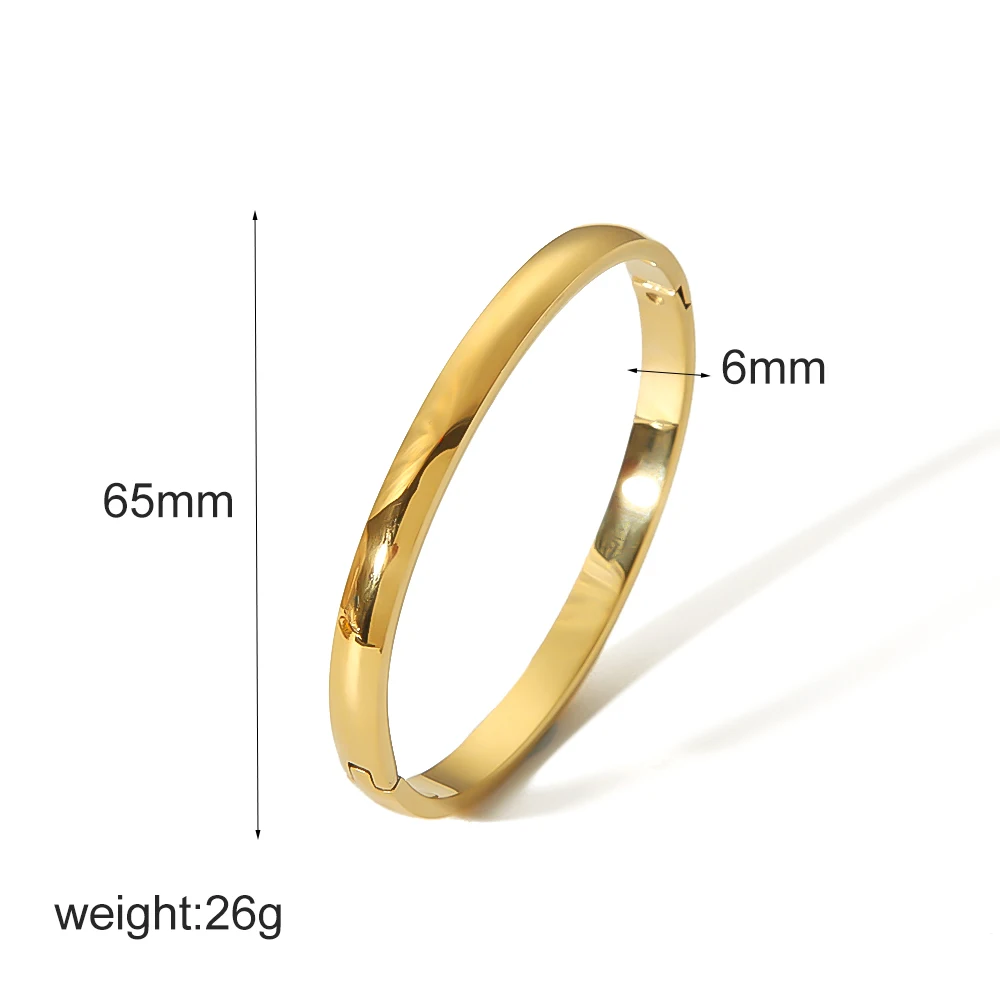 Fashion Minimalist Highlight Luxury 18k Gold Plated Geometric Bangles Tarnish Free Glossy Stainless Steel Bangle For Women Gifts 5