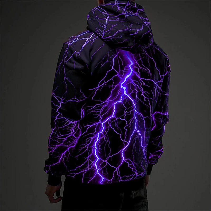 Sudadera vintage para hombre con estampado gráfico de rayos en 3D, sudaderas casuales, ropa para mujer de primavera y otoño, jerséis de gran tamaño Harajuku