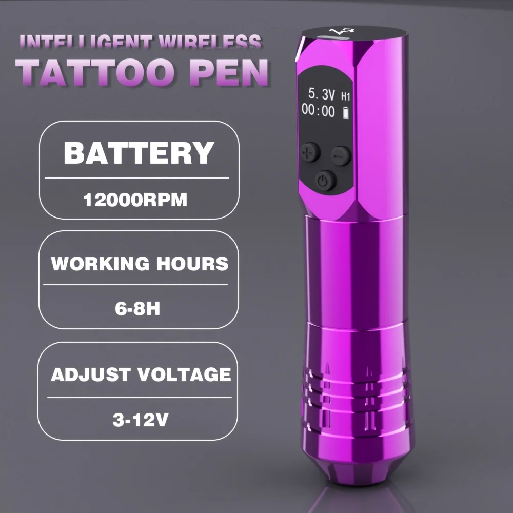 Tattoo Kit Wireless Tattoo Pen Kit Wireless Tattoo Gun Set Configuration with 20 Cartridge Needles and 40 Ink Cups Professional Machine Supplies for Beginners and Masters Lovers' Gifts