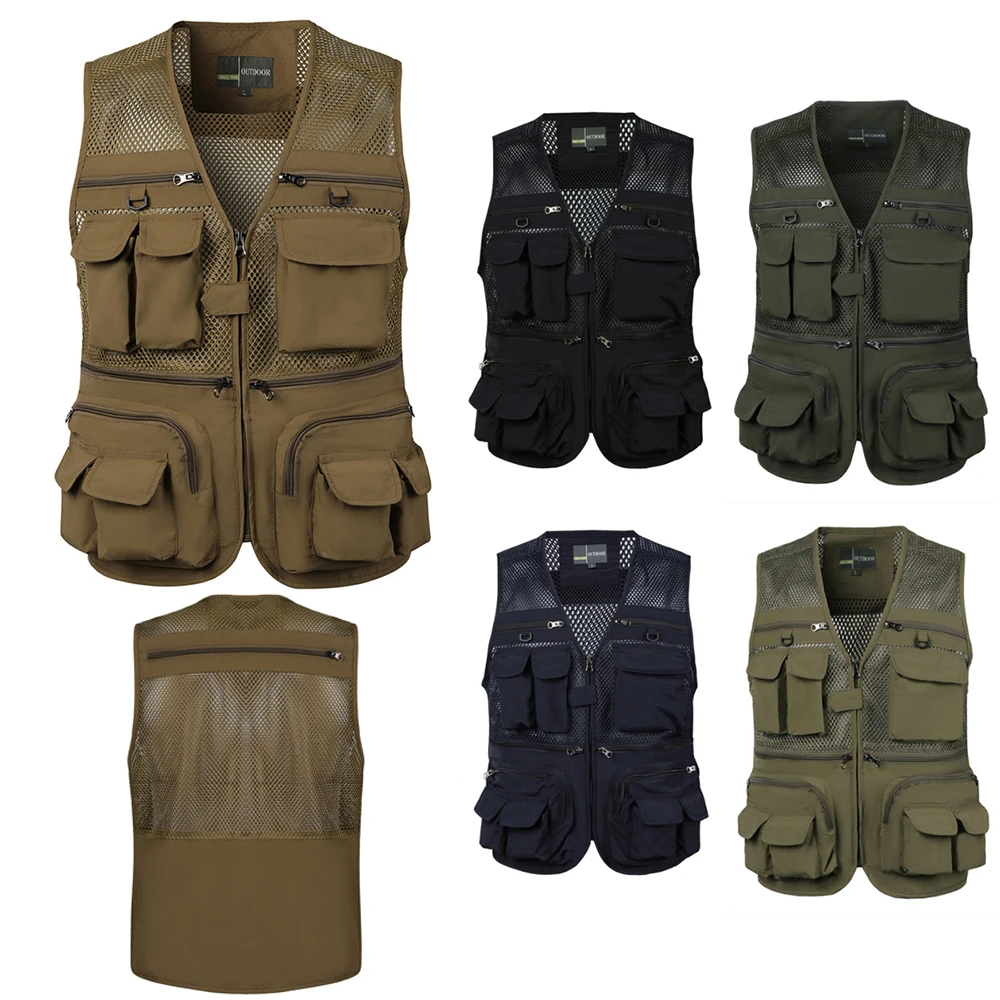 

Summer Men Tactical Hiking Fishing Vest Multi-Pocket Photographer Waistcoat Outdoor Leisure Male Thin Cargo Jacket Vests