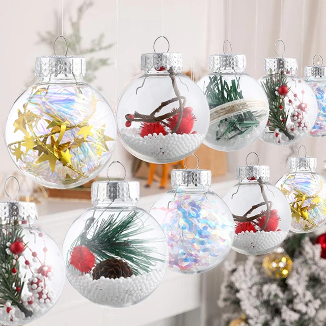 20 Pack Clear Fillable Ornaments, 2 Inch DIY Plastic Christmas Decorations  Tree Balls Baubles Craft, Transparent DIY Fillable Acrylic Crafts Ball Kit