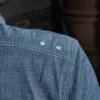 Non Stock Cigarette Pocket Chambray Shirt WWII Simplified Version Mens Short-Sleeve Work Shirt 3