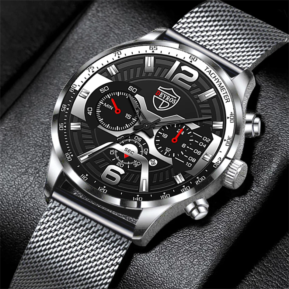 relogio masculino Mens Fashion Sports Watch Men Business Stainless Steel Mesh Belt Quartz Wrist Watch Male Clock часы мужские