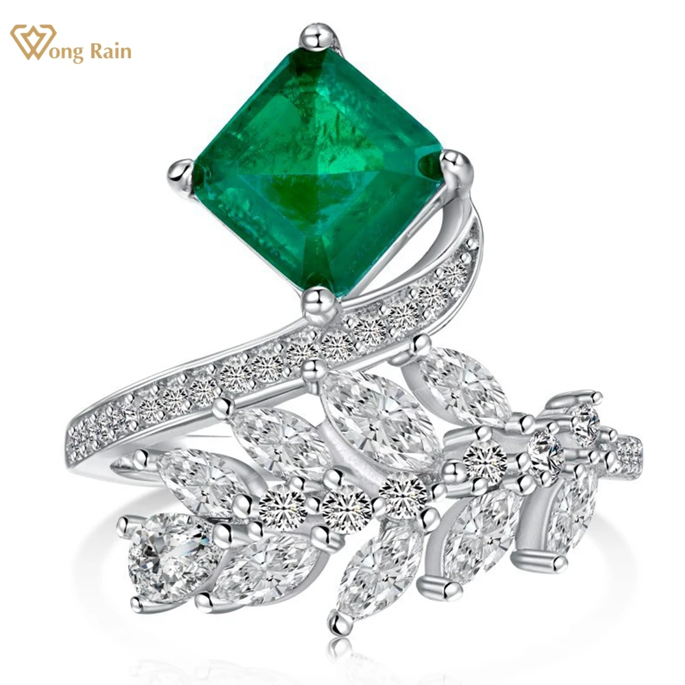 

Wong Rain 100% 925 Sterling Silver 7*7 MM 2CT Emerald High Carbon Diamond Gemstone Ring For Women Fine Jewelry Gifts Wholesale