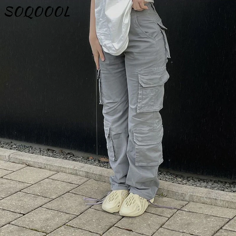 

Y2k Cargo Pants Women 90s Vintage Pockets Wide Leg High Waist Straight Trousers Baggy Pants Streetwear Overalls Cargos Joggers