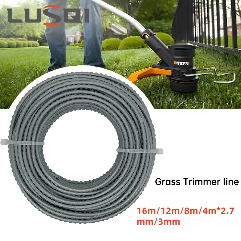 LUSQI 4M/8M/12M/16M Grass Trimmer Line Gray Serrated Grass Rope Nylon ...