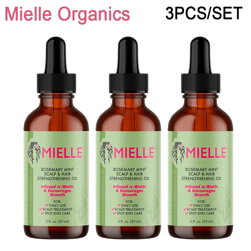 

3pcs Mielle Organic Rosemary Hair Oil Mint Scalp Treament Strengthening Hair Growth Enhancement Oil 59ml