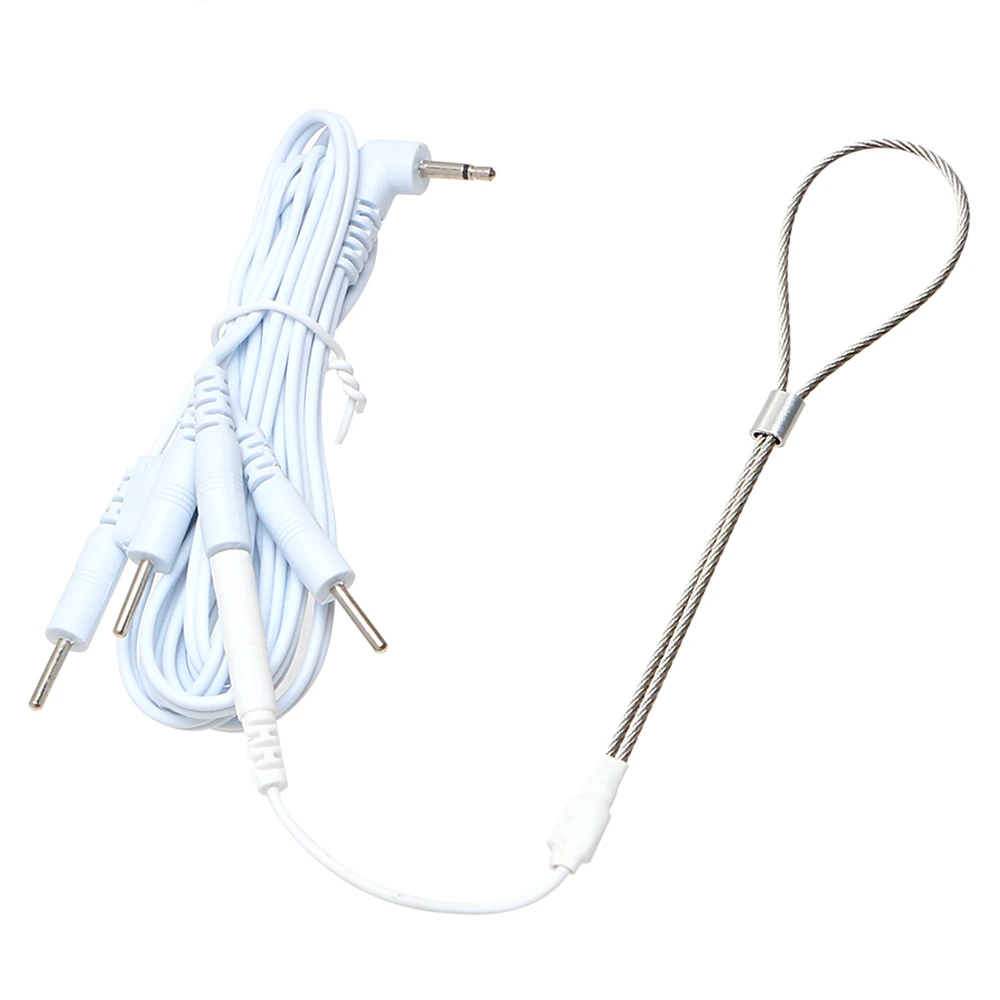 4 Pcs Electric Shock Penis Therapy Ring Delay Ejaculation Ring BDSM Adjustable Metal Wire Loop E-Stim Cock Enlarge Male Sex Tool