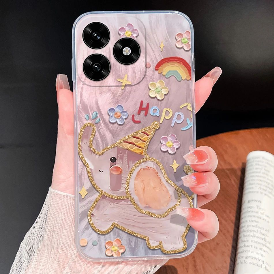 Lovely Animal Cartoon Soft Clear Silicone Phone Case - Lightweight and Durable Cover