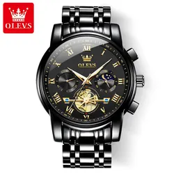OLEVS Luxury Roman Dial Luminous Quartz Chronograph Men's Watch - No (All black)