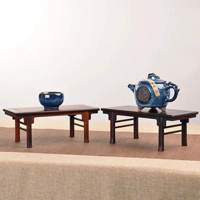 Mini Bonsai Flower Table Decoration Base, Solid Wood Bracket, Tea Pot, Antique Jade Ware, Rare Stone Seal, Base