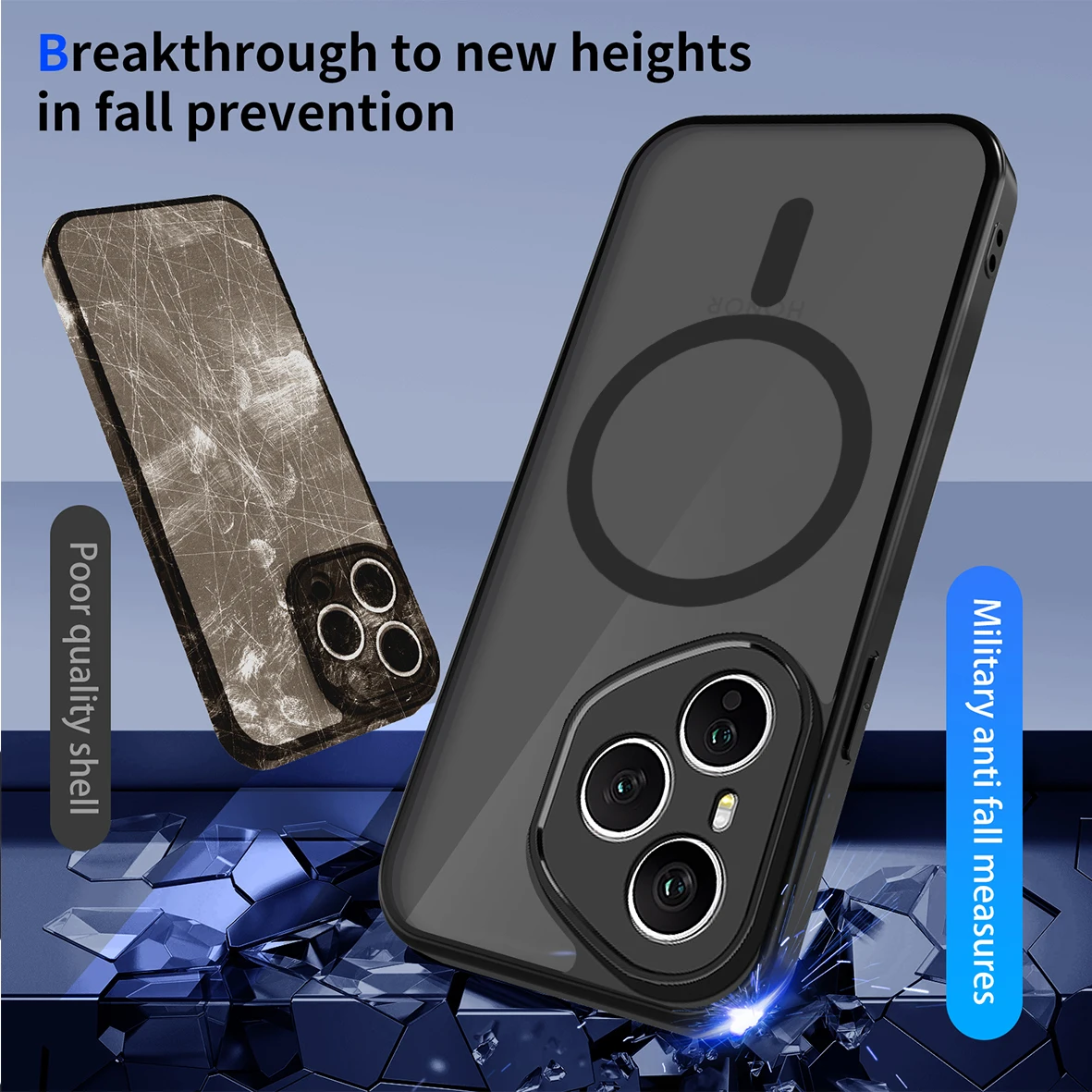 Enhanced Armor Matte Frosted Clear Magnetic Wireless Charging Case