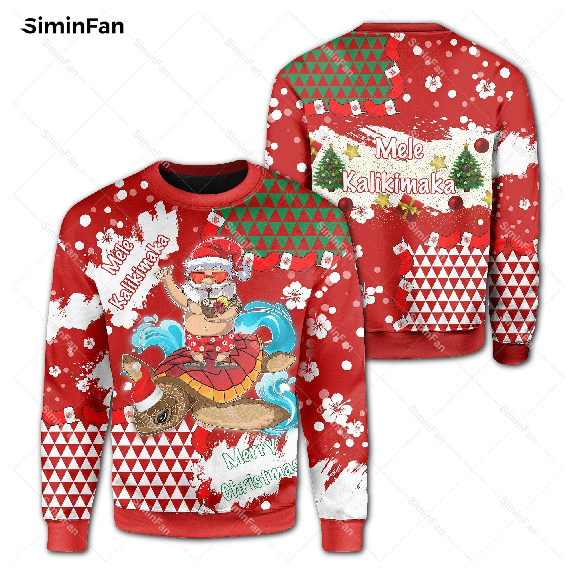 

Гавайский Mele Kalikimaka рождественские красные свитшоты Мужской пуловер с 3D принтом толстовка на молнии куртка пальто унисекс верхняя одежда женский топ