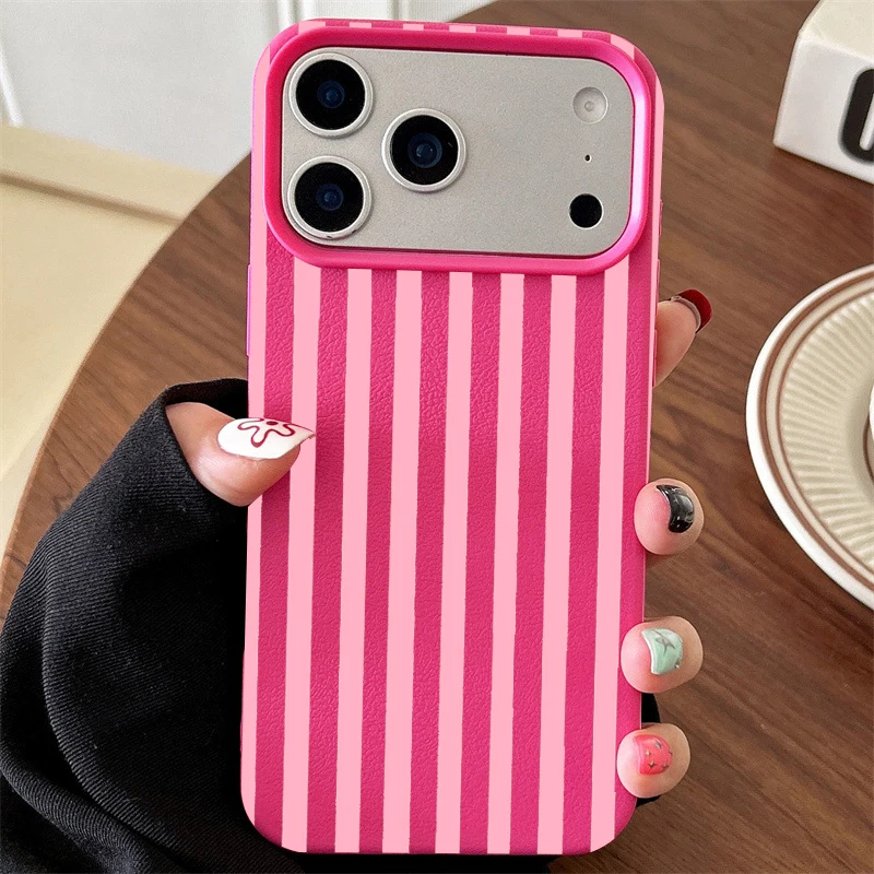 Minimalist INS Phone Case For iPhone 17 16 15 Pro Max XS X XR 7 8 Plus 16E 16 17 13 14 12 11 Pro Colorful Striped Couple Cover 3