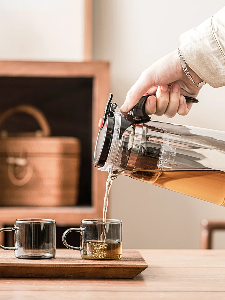 Portable Glass Teapots with One Button, Tea Separation Kettle, Household Tea Maker, High Temperature Resistance, Sets