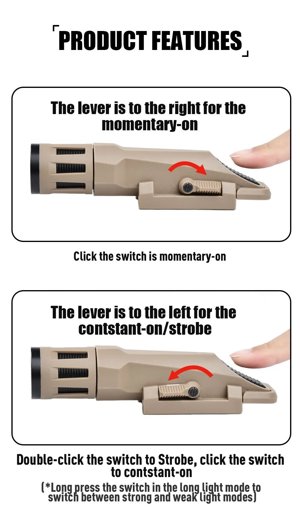 Description Picture 4 of itemWADSN WML X Gen 2 Tactical Airsoft Outdoor Hunting Helmet Lights LED 400Lumens Scout Flashlight White Light Strobe Fit 20MM Rail