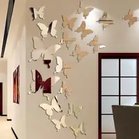 12Pcs/lot 3D Butterfly Mirror Wall Sticker Decal Wall Art Removable Wedding Decoration Kids Room Decoration Sticker 1