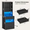 Tall Nightstand Set of 2 with Charging Station and LED Lights,Black Night Stand Set 2 with Bookshelf,Modern LED Bedside Tables 2