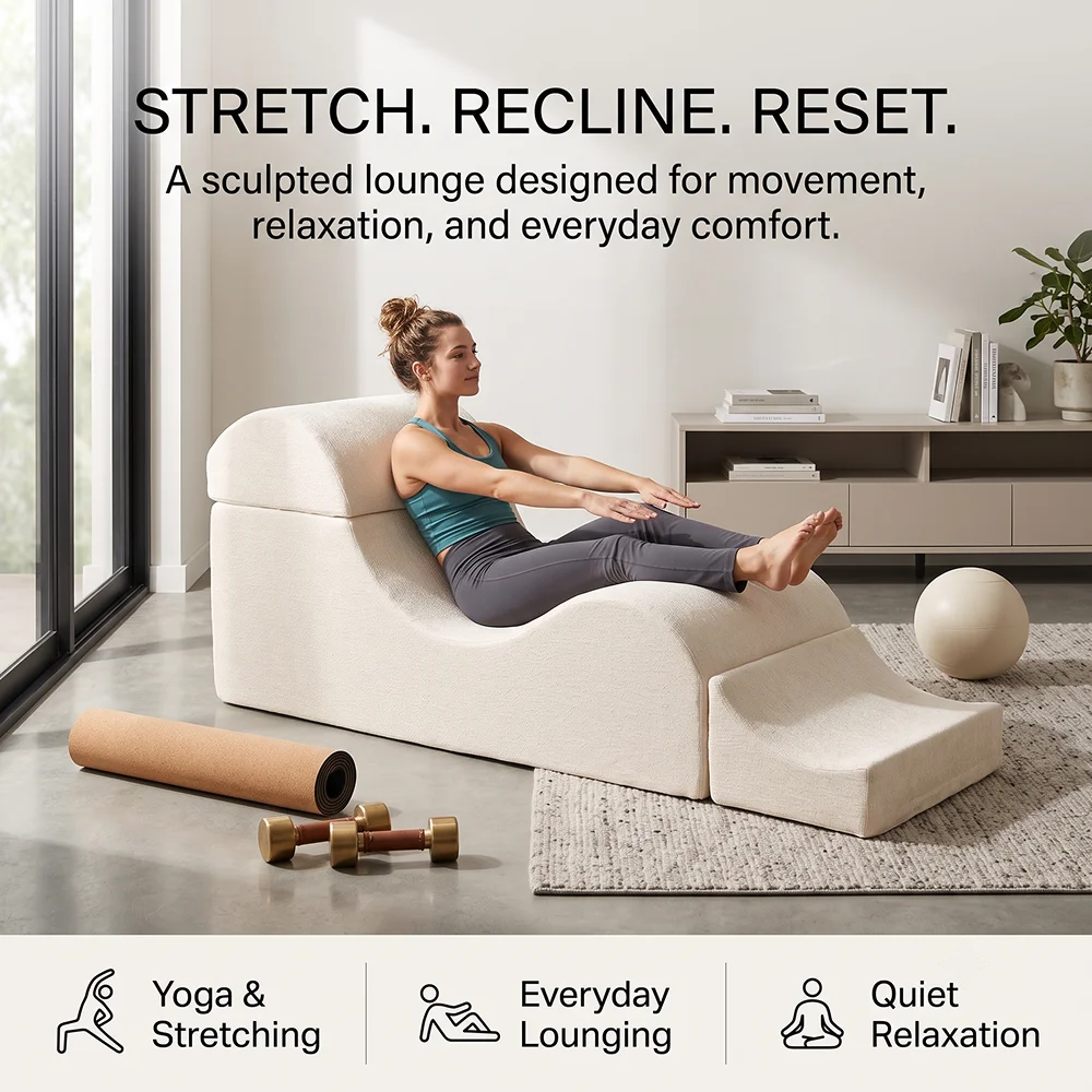 Multifunctional Convertible Lounge Chair, Reclining Sofa, Folding Bedside Bench, Suitable for yoga Relaxation in Bedroom