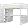 Bunk Beds Full Size Loft Bed with Wardrobe and Desk, Wood Loft Bed Frame with Storage Shelves and Drawers Kids Bed 6