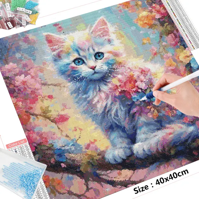 고양이 소재의 다이아몬드 페인팅을 통해 고요함과 창의성의 세계를 탐험하세요.