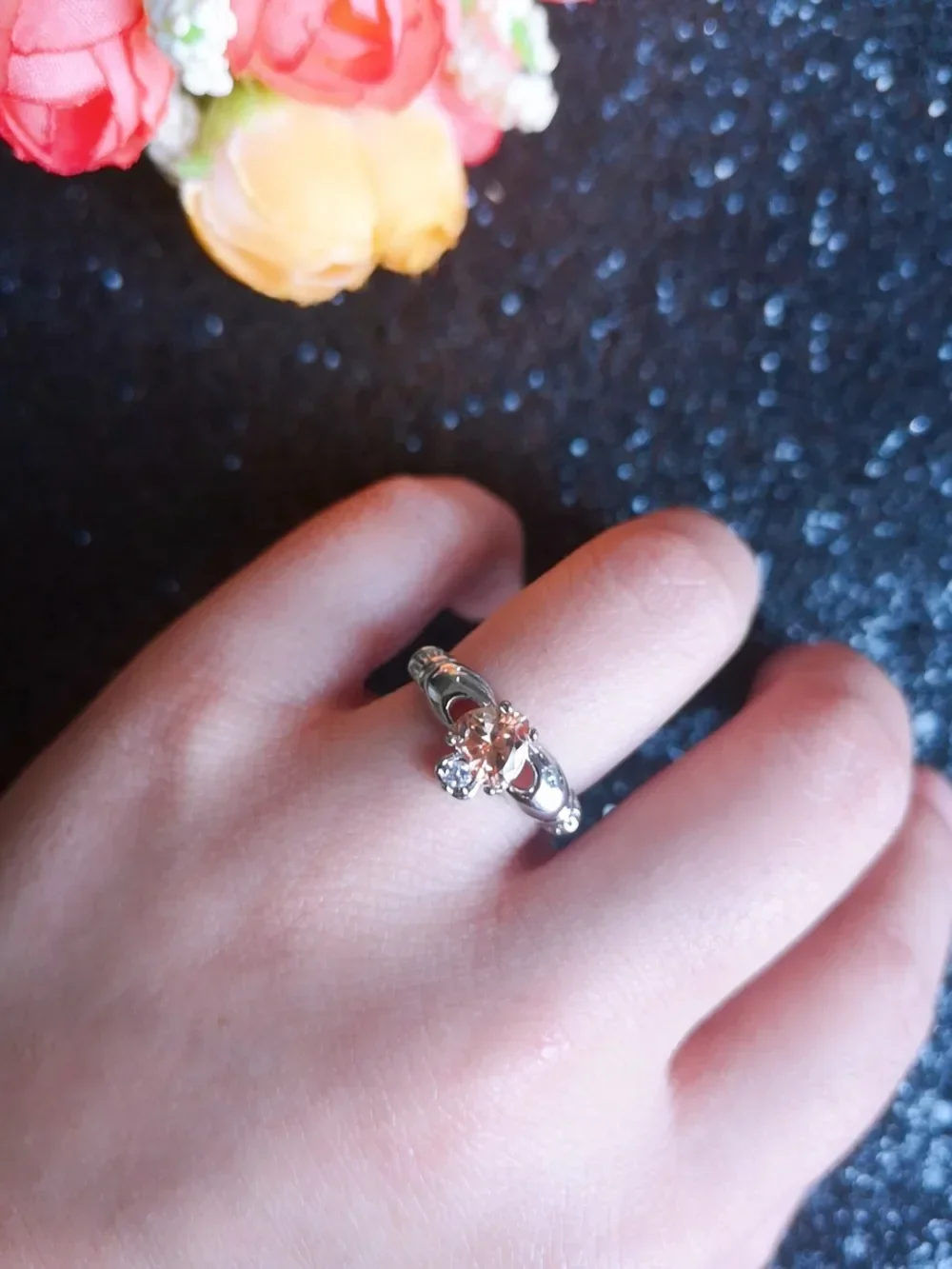 Love Heart Ring Birthstone Silver Plated Irish Claddagh Wedding Engagement Rings for Women finger ring,silver ring,wedding rings,sparkling heart ring,wedding ring