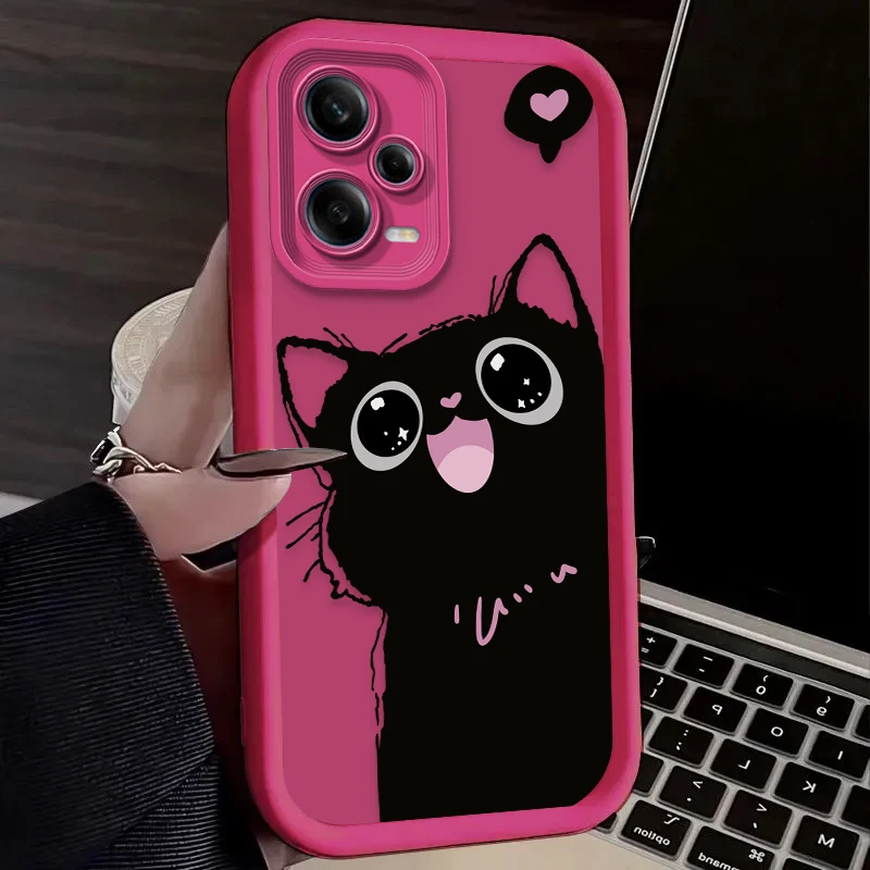 Adorable Cartoon Black Cat Phone Case