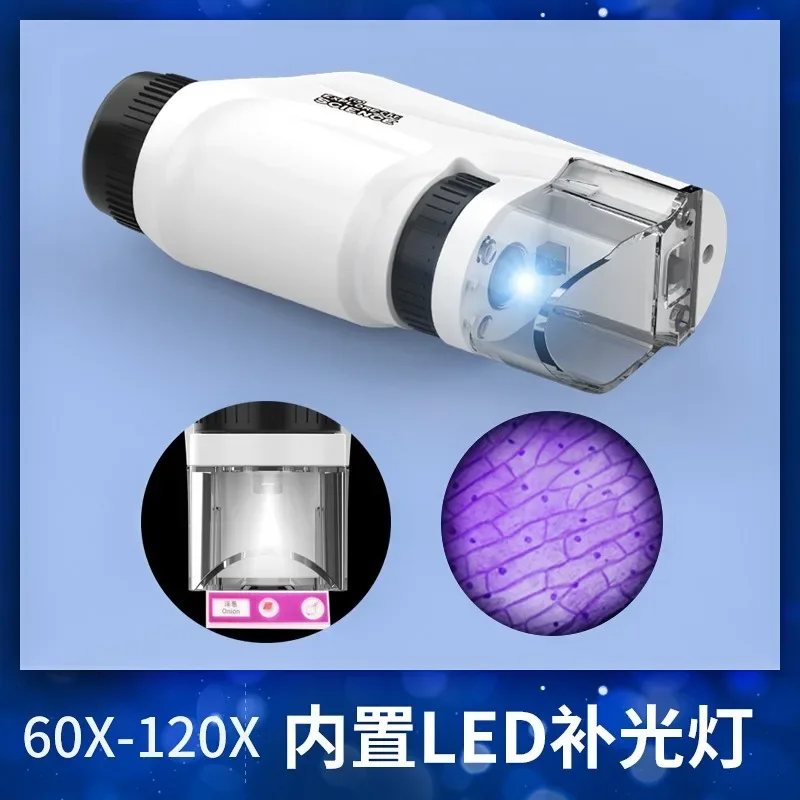 Handheld Microscope Battery Powered With LED Light Kids Science