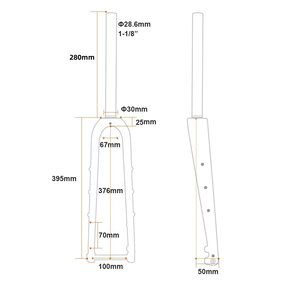 Fourche Carbone RHR Rigide Pour Vélo Gravel/cyclocross – Axe 12x100mm, Cône Conique – Poids 494g – Neuf