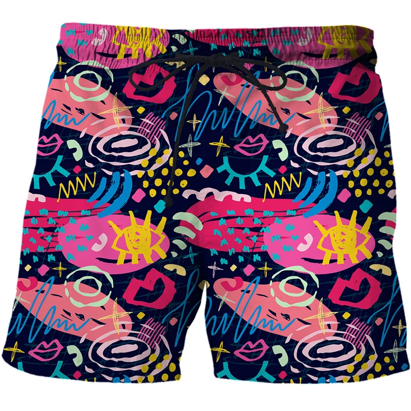 

Flamingo Graffiti Painting Shorts Pants Men Summer Beach Shorts 3d Printed y2k Swim Trunks Quick Dry Swimsuit Cool Ice Shorts