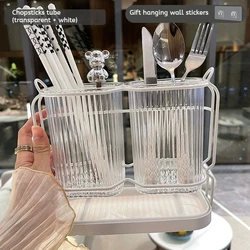 Wall Mounted Stainless Steel Cutlery Organizer and Drying Rack (WHITE)