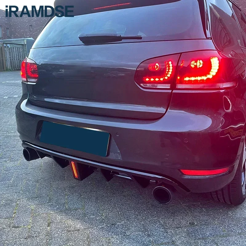 Rear Diffuser Car Body Kit Lip Bumper Spoiler Plastic Splitter for Volkswagen Golf MK6 GTI 2008-2013 double sided adhesive spoiler,rear bumper lip,rear bumper diffuser