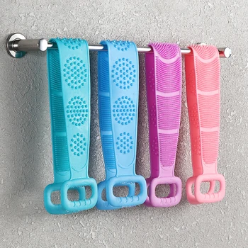 Silicone Back Scrubber Soft Loofah Bath Towel Bath Belt Body Exfoliating Massage For Shower Body Cleaning Bathroom Shower Strap