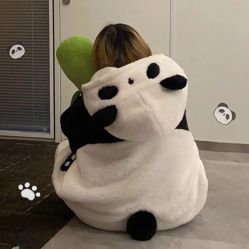 Women's Pajamas Panda Onesies Warm Soft Robes Nightgown Kawaii Animal Cosplay Suit Winter Flannel Homewear Women Clothing