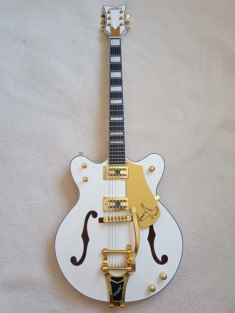 

Hot sale - jazz electric guitar, Bigsby vibrato bridge, gold hardware, semi-hollow body guitar