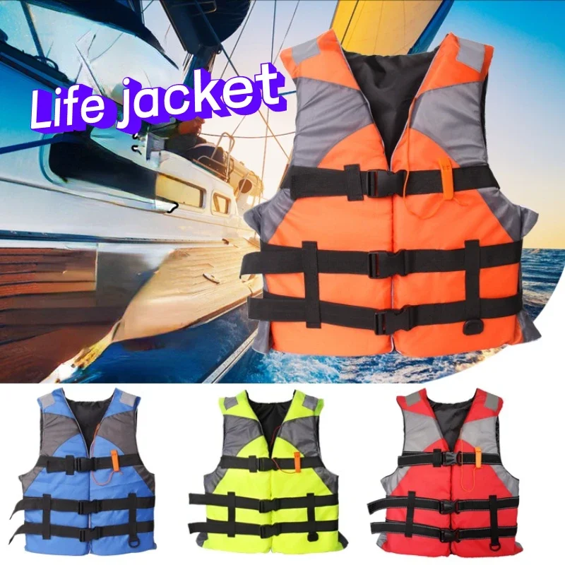 

One size Universal Outdoor Swimming Boating Skiing Driving Vest Survival Suit Polyester Life Jacket for Adult Less 75kg